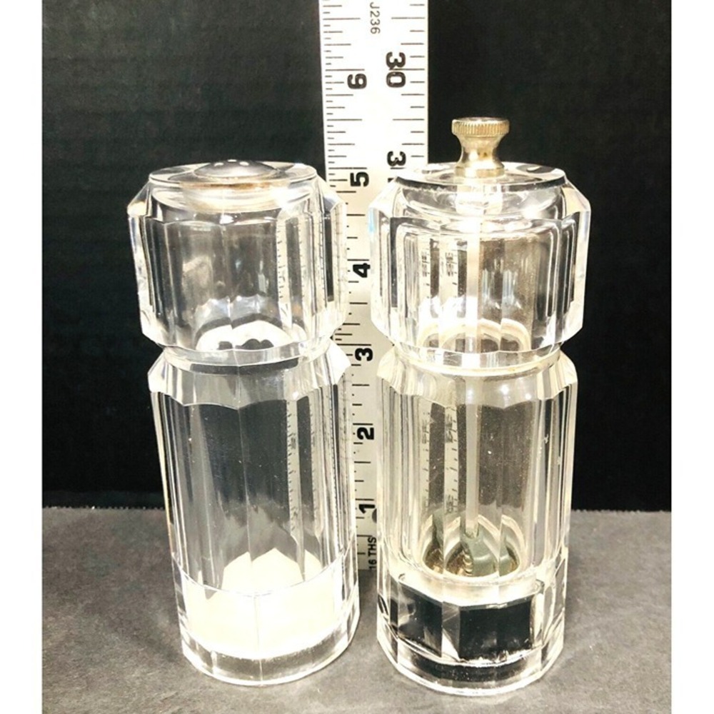 Olde Thompson Clear Acrylic Salt Shaker and Pepper Mill Set Carbon Steel Grinder